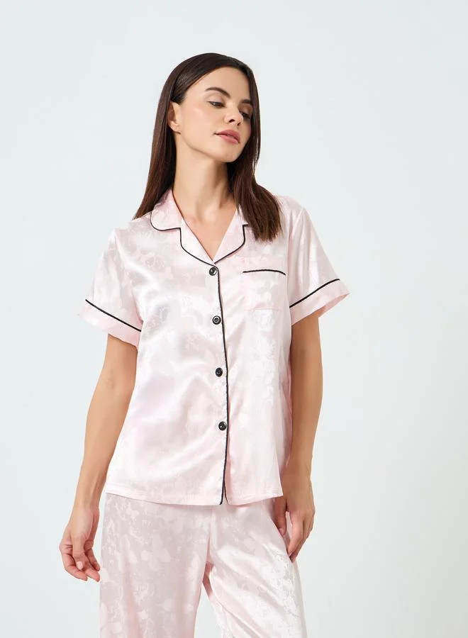 Take Two Women Leopard Printed Satin Shirt and Pyjama Set